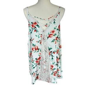 Torrid Lace Cami Women Size 1X (1) White Floral Lace Front Adjustable Straps Top